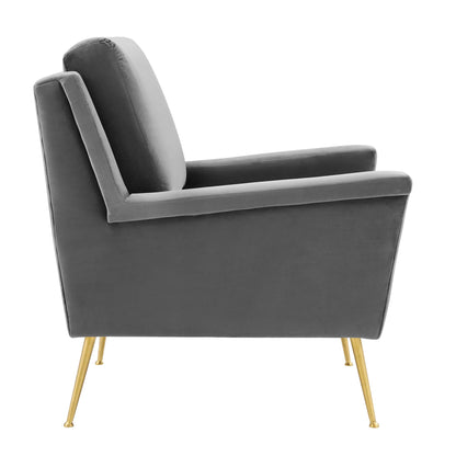 Modway Outlet Chesapeake Performance Velvet Armchair by Modway  Living Room Furniture Gold Gray - EEI-4630-GLD-GRY