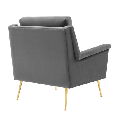 Modway Outlet Chesapeake Performance Velvet Armchair by Modway  Living Room Furniture Gold Gray - EEI-4630-GLD-GRY