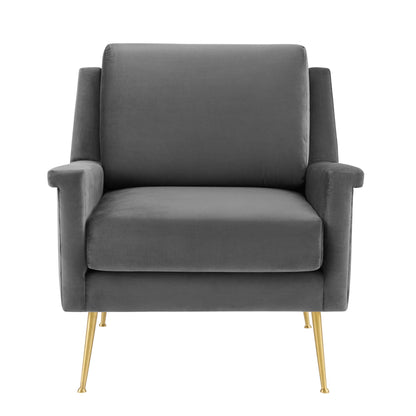 Modway Outlet Chesapeake Performance Velvet Armchair by Modway  Living Room Furniture Gold Gray - EEI-4630-GLD-GRY