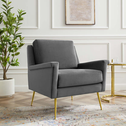 Modway Outlet Chesapeake Performance Velvet Armchair by Modway  Living Room Furniture Gold Gray - EEI-4630-GLD-GRY