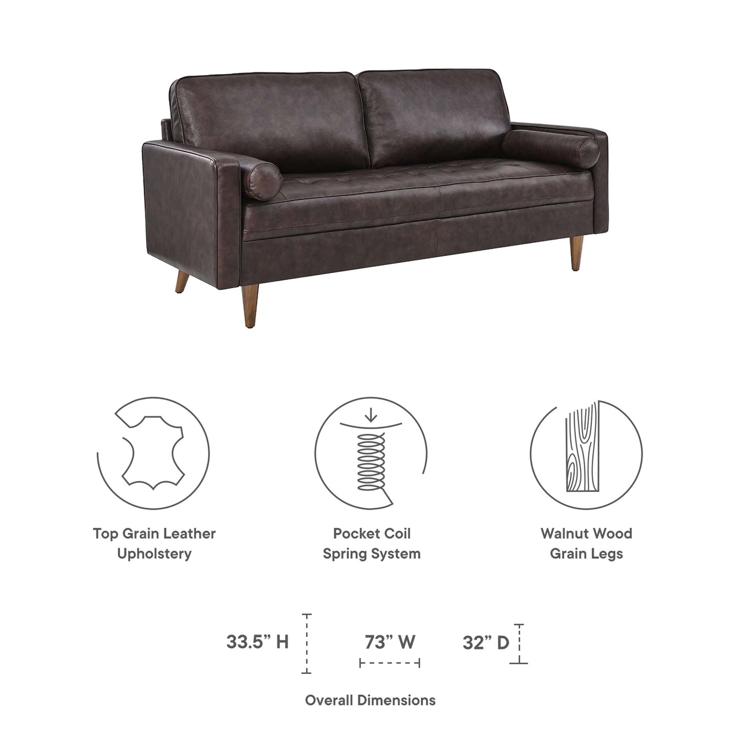 Modway Outlet Valour Leather Sofa by Modway  Living Room Furniture Brown - EEI-4633-BRN