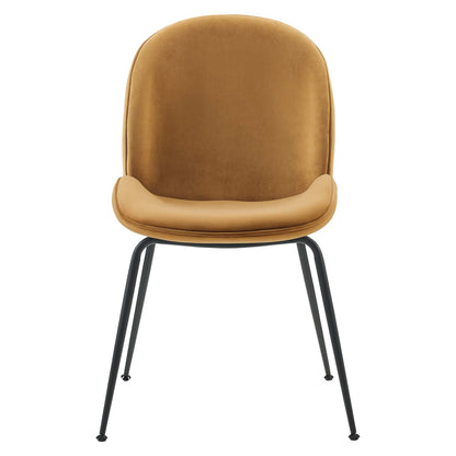 Modway - Scoop Black Powder Coated Steel Leg Performance Velvet Dining Chairs Set of 2 by Modway  Bar and Dining Dining Chairs Brown - EEI-4635-COG