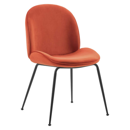Modway Outlet Scoop Black Powder Coated Steel Leg Performance Velvet Dining Chairs Set of 2 by Modway  Bar and Dining Furniture Orange - EEI-4635-ORA