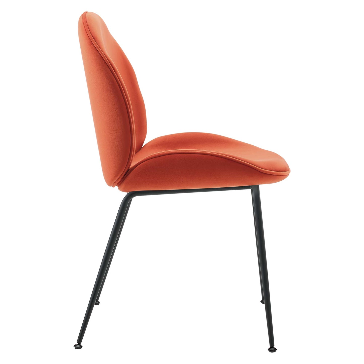 Modway Outlet Scoop Black Powder Coated Steel Leg Performance Velvet Dining Chairs Set of 2 by Modway  Bar and Dining Furniture Orange - EEI-4635-ORA