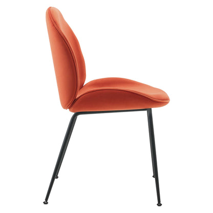 Modway Outlet Scoop Black Powder Coated Steel Leg Performance Velvet Dining Chairs Set of 2 by Modway  Bar and Dining Furniture Orange - EEI-4635-ORA