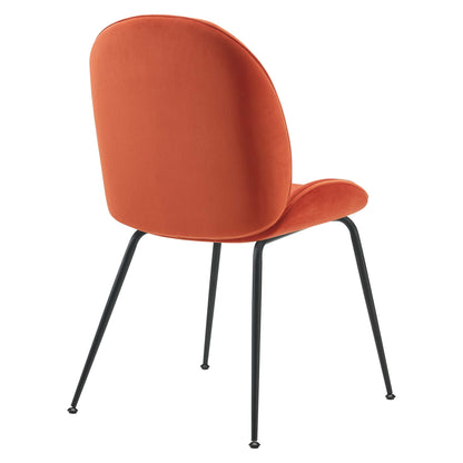 Modway Outlet Scoop Black Powder Coated Steel Leg Performance Velvet Dining Chairs Set of 2 by Modway  Bar and Dining Furniture Orange - EEI-4635-ORA