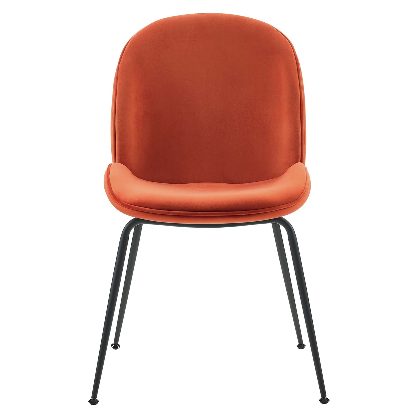 Modway Outlet Scoop Black Powder Coated Steel Leg Performance Velvet Dining Chairs Set of 2 by Modway  Bar and Dining Furniture Orange - EEI-4635-ORA