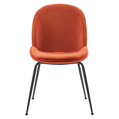 Modway Outlet Scoop Black Powder Coated Steel Leg Performance Velvet Dining Chairs Set of 2 by Modway  Bar and Dining Furniture Orange - EEI-4635-ORA