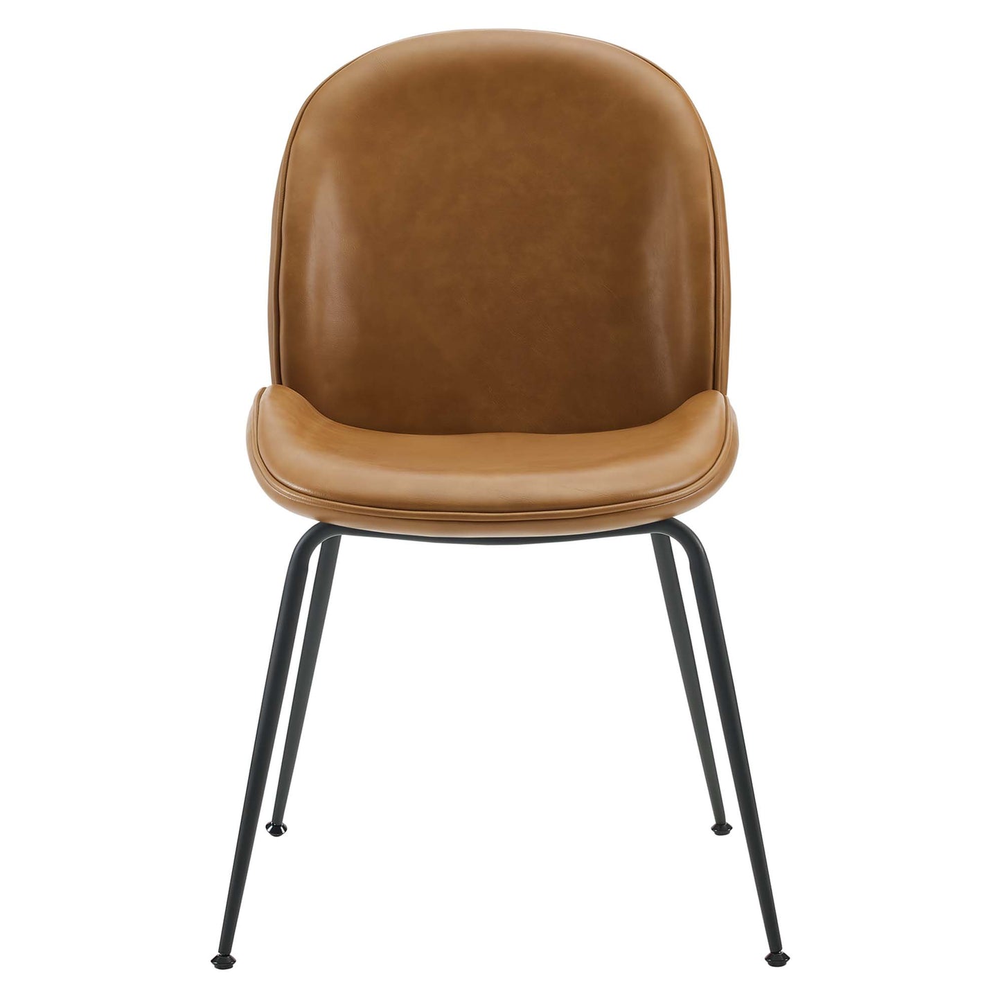 Modway - Scoop Black Powder Coated Steel Leg Vegan Leather Dining Chairs Set of 2 by Modway  Bar and Dining Dining Chairs Brown - EEI-4636-TAN