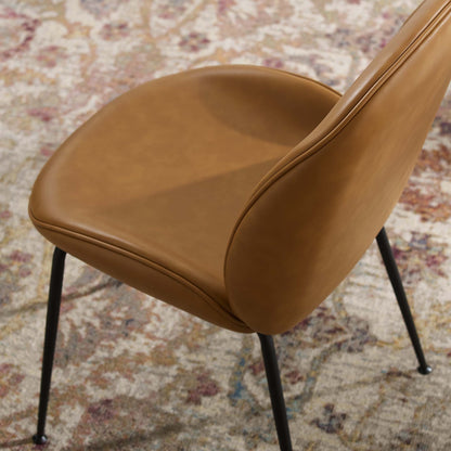 Modway - Scoop Black Powder Coated Steel Leg Vegan Leather Dining Chairs Set of 2 by Modway  Bar and Dining Dining Chairs Brown - EEI-4636-TAN