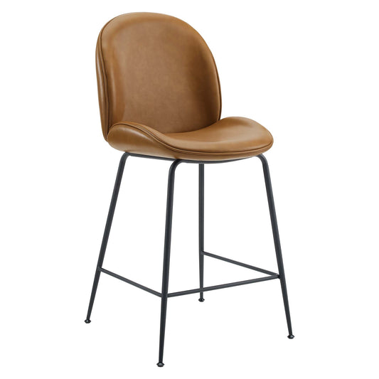 Modway - Scoop Black Powder Coated Steel Leg Vegan Leather Counter Stool by Modway  Bar and Dining Bar and Counter Stools Brown - EEI-4638-TAN