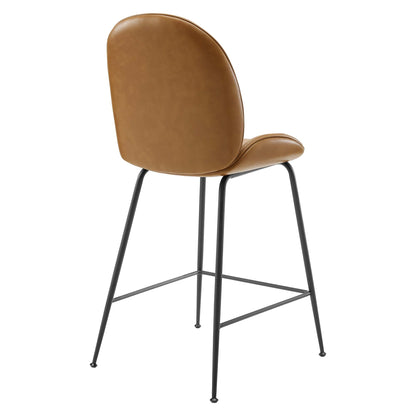 Modway - Scoop Black Powder Coated Steel Leg Vegan Leather Counter Stool by Modway  Bar and Dining Bar and Counter Stools Brown - EEI-4638-TAN