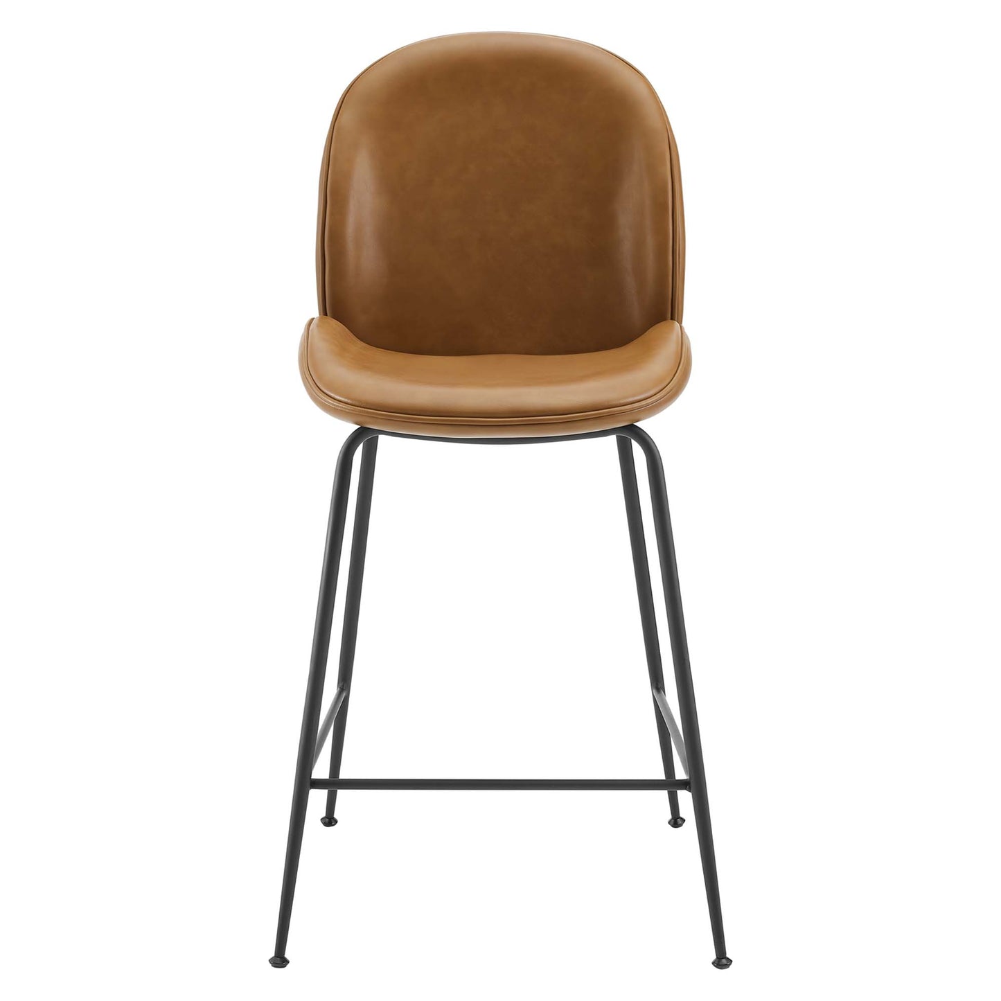 Modway - Scoop Black Powder Coated Steel Leg Vegan Leather Counter Stool by Modway  Bar and Dining Bar and Counter Stools Brown - EEI-4638-TAN