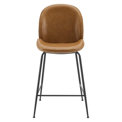Modway - Scoop Black Powder Coated Steel Leg Vegan Leather Counter Stool by Modway  Bar and Dining Bar and Counter Stools Brown - EEI-4638-TAN