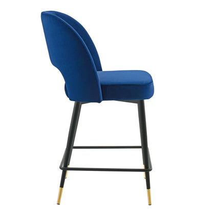 Modway Outlet Rouse Performance Velvet Counter Stool by Modway  Bar and Dining Furniture Navy - EEI-4643-NAV