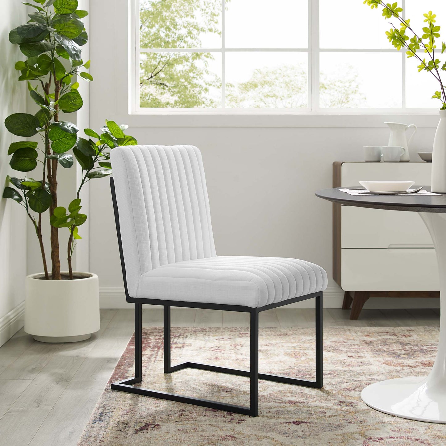 Modway Outlet Indulge Channel Tufted Fabric Dining Chair by Modway  Bar and Dining Furniture White - EEI-4652-WHI