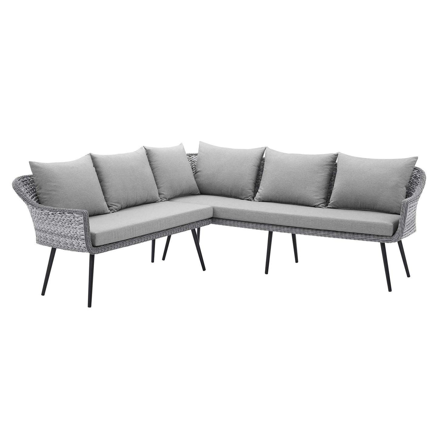 Modway Outlet Endeavor Outdoor Patio Wicker Rattan Sectional Sofa by Modway  Outdoor Furniture Furniture Gray Gray - EEI-4658-GRY-GRY