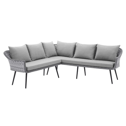 Modway Outlet Endeavor Outdoor Patio Wicker Rattan Sectional Sofa by Modway  Outdoor Furniture Furniture Gray Gray - EEI-4658-GRY-GRY