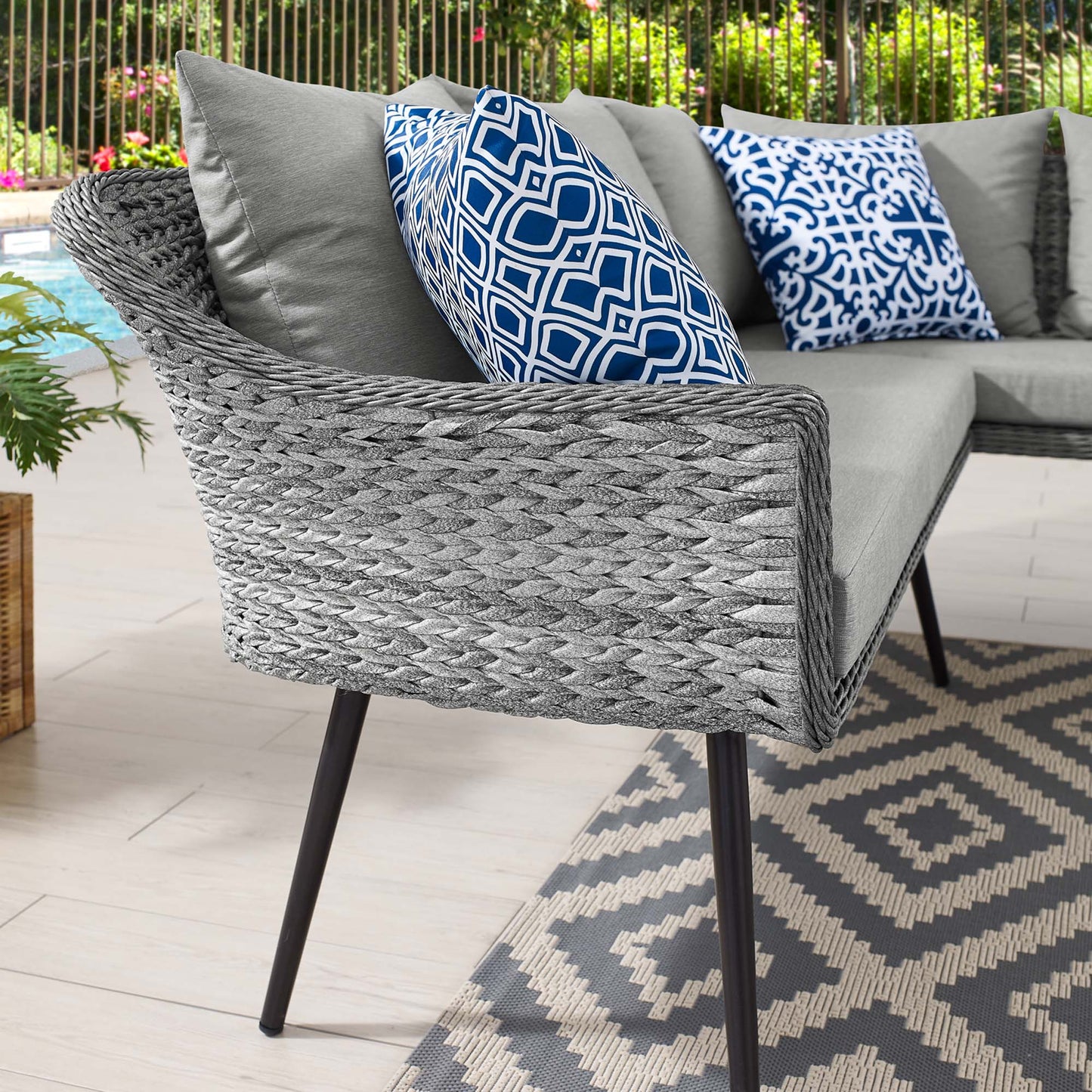 Modway Outlet Endeavor Outdoor Patio Wicker Rattan Sectional Sofa by Modway  Outdoor Furniture Furniture Gray Gray - EEI-4658-GRY-GRY