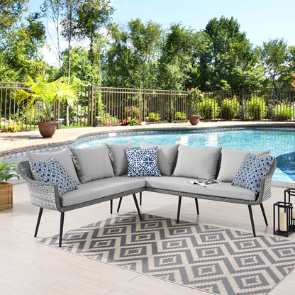 Modway Outlet Endeavor Outdoor Patio Wicker Rattan Sectional Sofa by Modway  Outdoor Furniture Furniture Gray Gray - EEI-4658-GRY-GRY