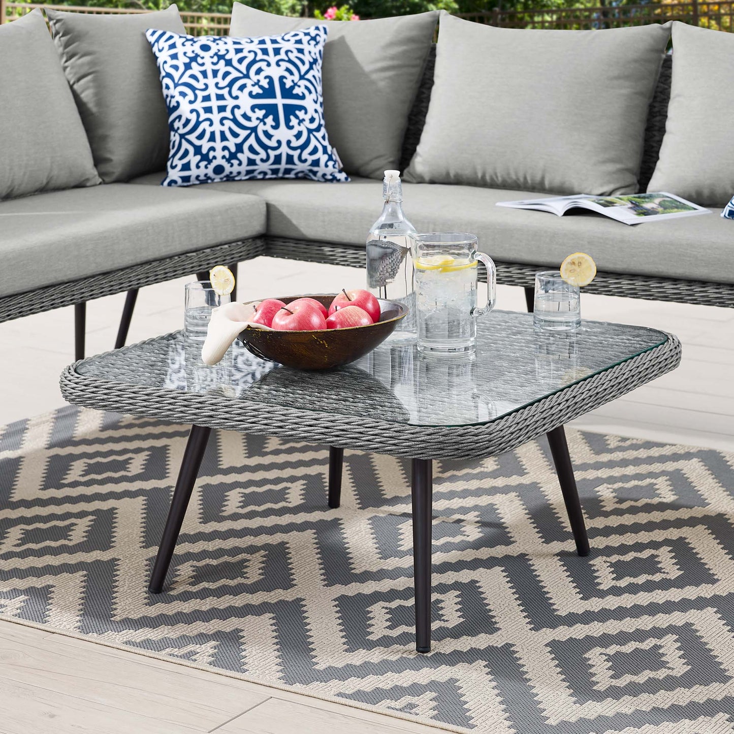 Modway Outlet Endeavor Outdoor Patio Wicker Rattan Square Coffee Table by Modway  Outdoor Furniture Furniture Gray - EEI-4659-GRY