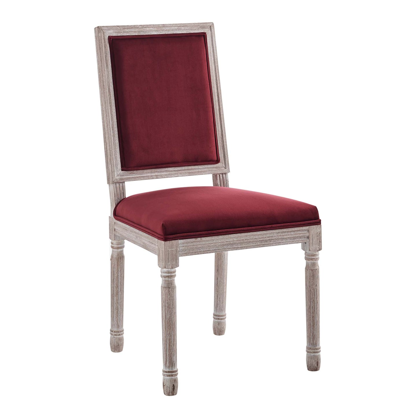 Modway Outlet Court French Vintage Performance Velvet Dining Side Chair by Modway  Bar and Dining Furniture Natural Maroon - EEI-4662-NAT-MAR