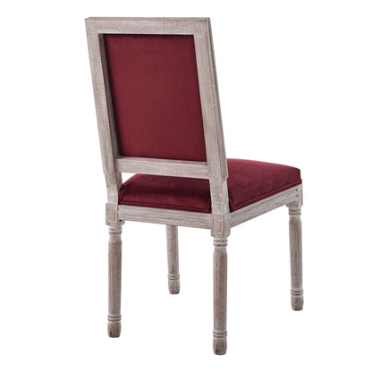 Modway Outlet Court French Vintage Performance Velvet Dining Side Chair by Modway  Bar and Dining Furniture Natural Maroon - EEI-4662-NAT-MAR