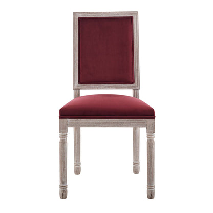 Modway Outlet Court French Vintage Performance Velvet Dining Side Chair by Modway  Bar and Dining Furniture Natural Maroon - EEI-4662-NAT-MAR