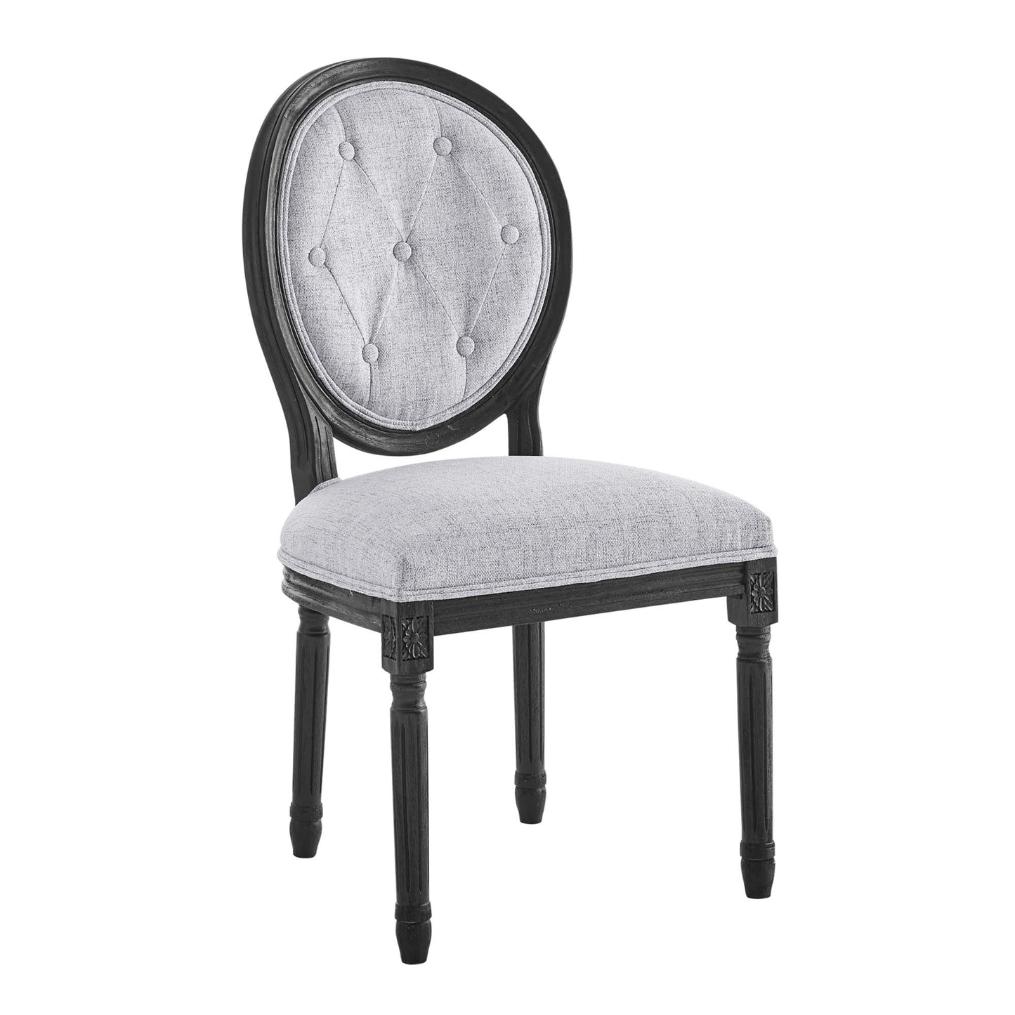Modway Outlet Arise Vintage French Upholstered Fabric Dining Side Chair by Modway  Bar and Dining Furniture Black Light Gray - EEI-4664-BLK-LGR