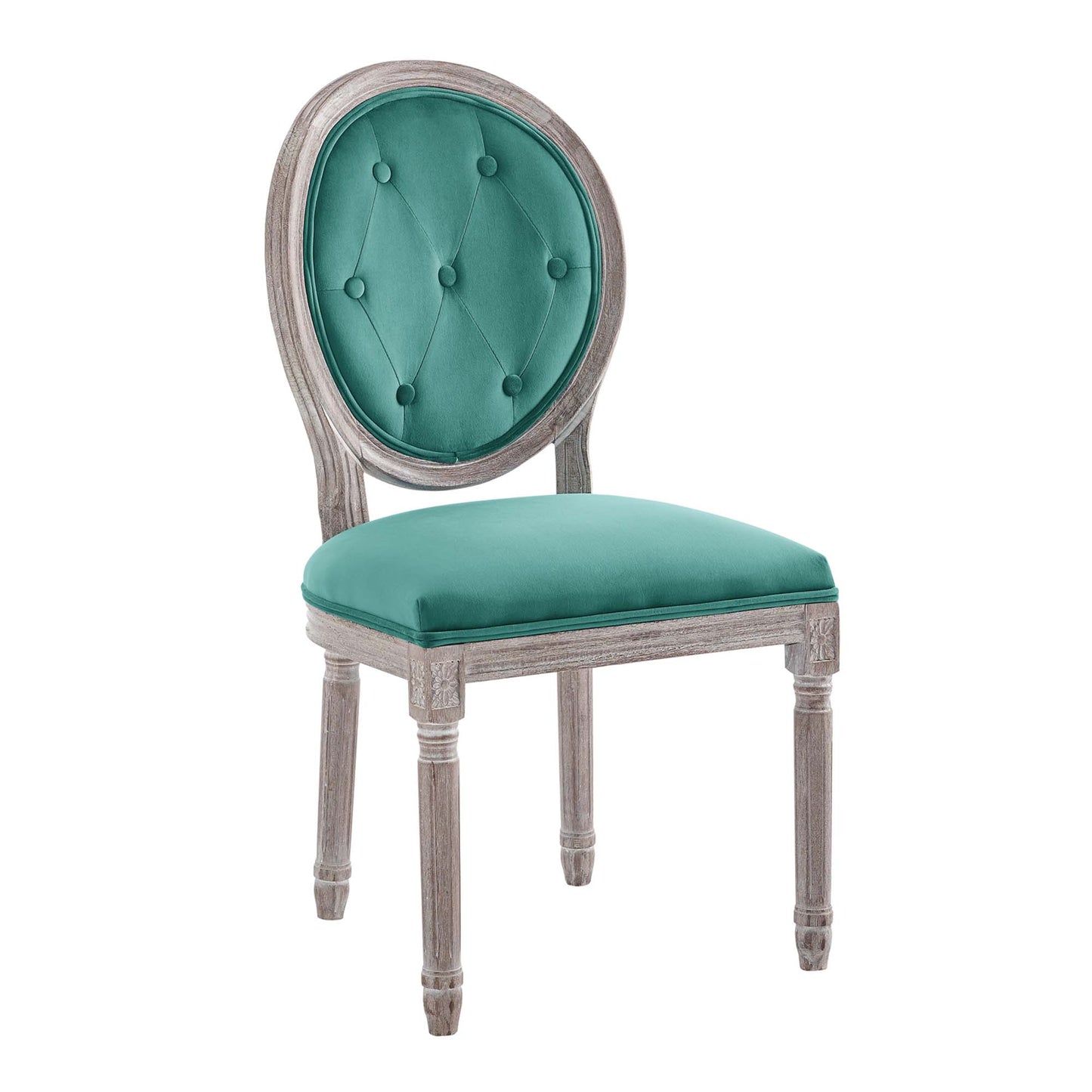 Modway Outlet Arise Vintage French Performance Velvet Dining Side Chair by Modway  Bar and Dining Furniture Natural Teal - EEI-4665-NAT-TEA