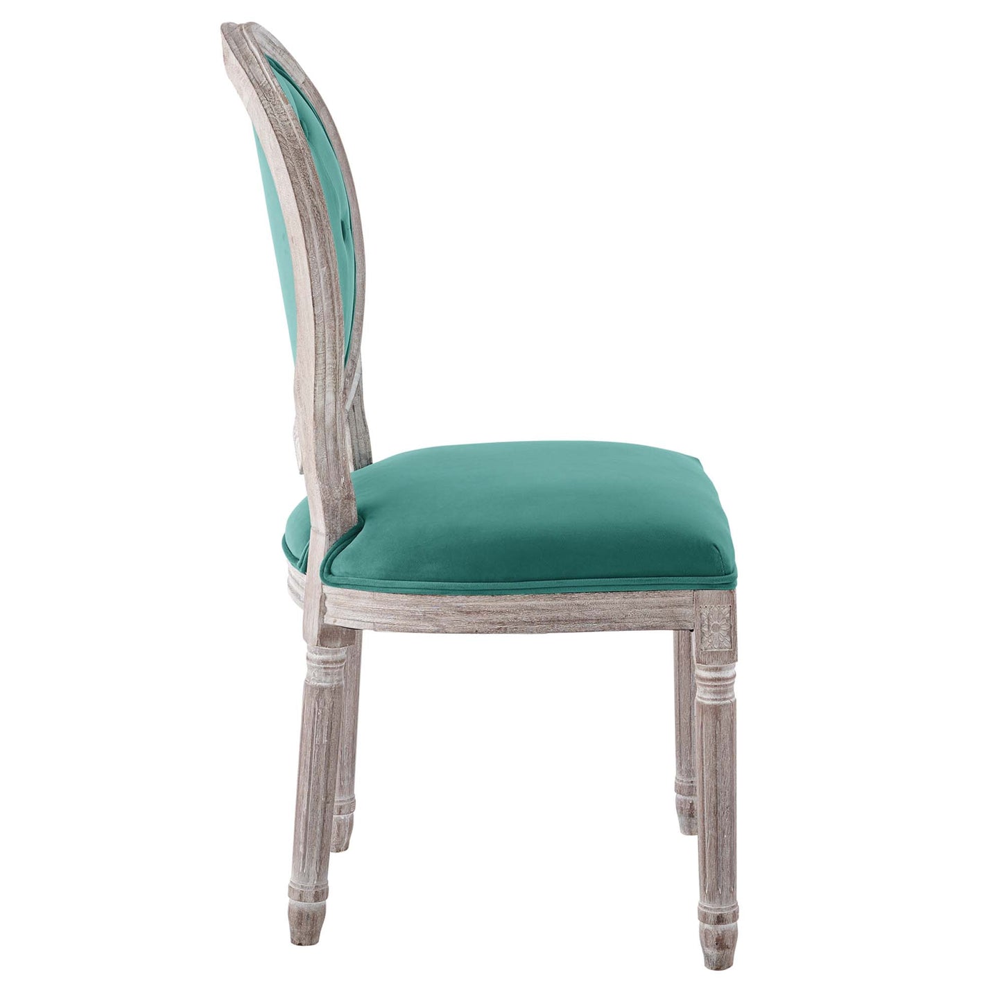 Modway Outlet Arise Vintage French Performance Velvet Dining Side Chair by Modway  Bar and Dining Furniture Natural Teal - EEI-4665-NAT-TEA