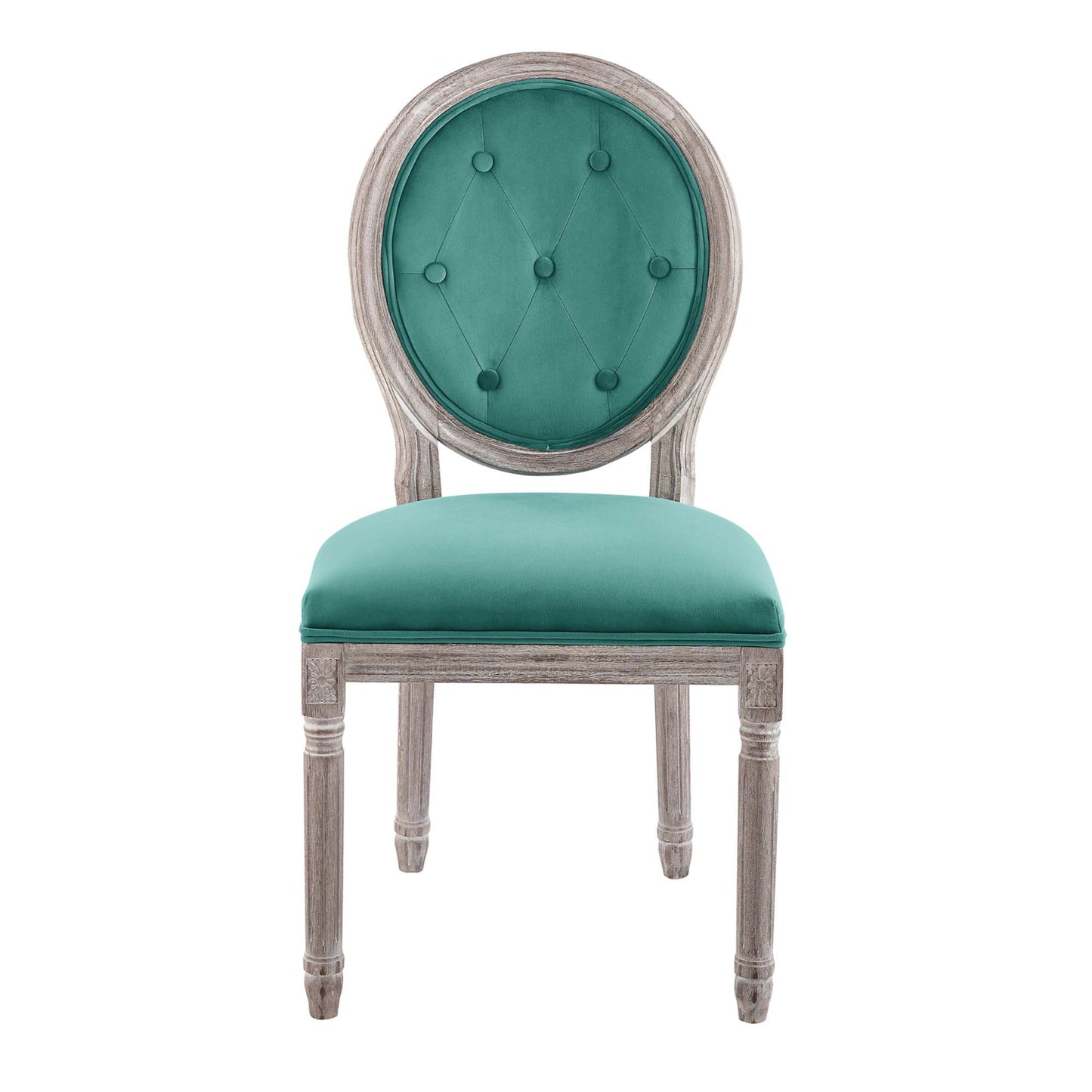 Modway Outlet Arise Vintage French Performance Velvet Dining Side Chair by Modway  Bar and Dining Furniture Natural Teal - EEI-4665-NAT-TEA