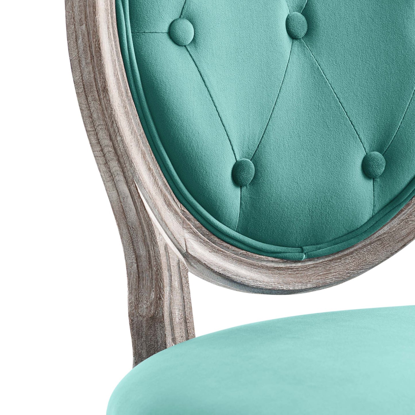 Modway Outlet Arise Vintage French Performance Velvet Dining Side Chair by Modway  Bar and Dining Furniture Natural Teal - EEI-4665-NAT-TEA