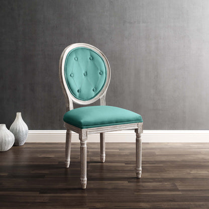 Modway Outlet Arise Vintage French Performance Velvet Dining Side Chair by Modway  Bar and Dining Furniture Natural Teal - EEI-4665-NAT-TEA