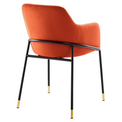Modway Outlet Jovi Performance Velvet Dining Armchair by Modway  Bar and Dining Furniture Black Orange - EEI-4671-BLK-ORA