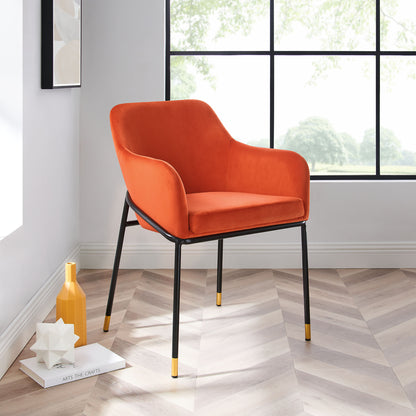 Modway Outlet Jovi Performance Velvet Dining Armchair by Modway  Bar and Dining Furniture Black Orange - EEI-4671-BLK-ORA