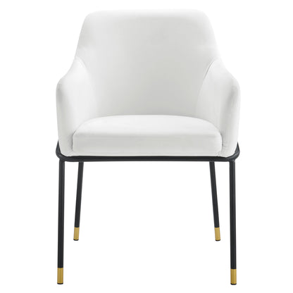 Modway Outlet Jovi Performance Velvet Dining Armchair by Modway  Bar and Dining Furniture Black White - EEI-4671-BLK-WHI