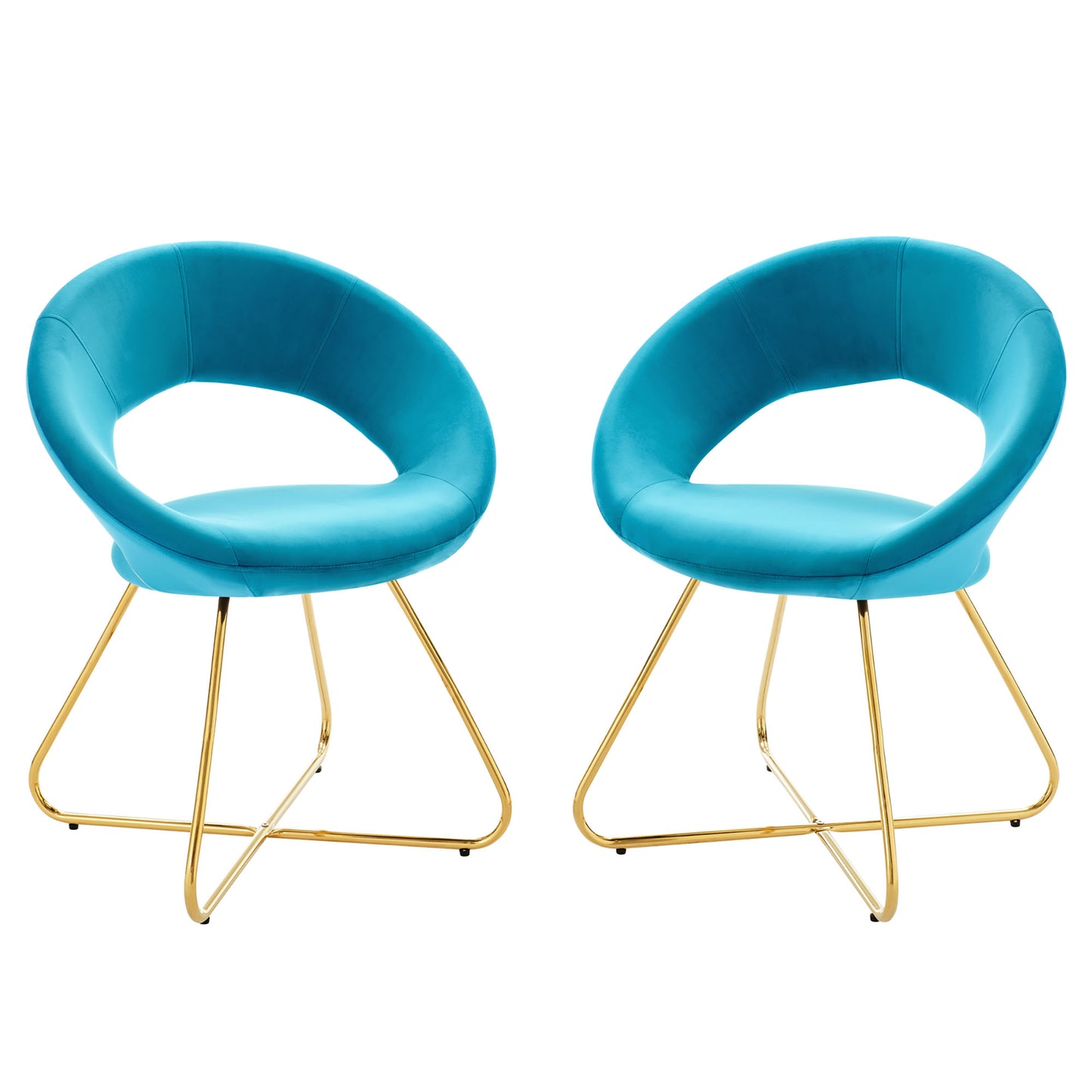 Modway Outlet Nouvelle Performance Velvet Dining Chair Set of 2 by Modway  Bar and Dining Furniture Gold Blue - EEI-4681-GLD-BLU