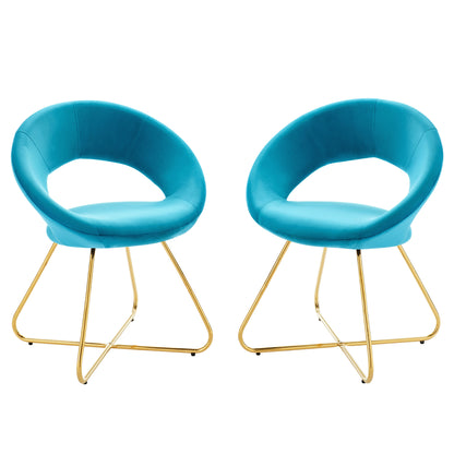 Modway Outlet Nouvelle Performance Velvet Dining Chair Set of 2 by Modway  Bar and Dining Furniture Gold Blue - EEI-4681-GLD-BLU