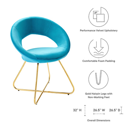 Modway Outlet Nouvelle Performance Velvet Dining Chair Set of 2 by Modway  Bar and Dining Furniture Gold Blue - EEI-4681-GLD-BLU