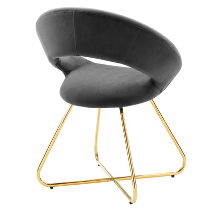 Modway Outlet Nouvelle Performance Velvet Dining Chair Set of 2 by Modway  Bar and Dining Furniture Gold Charcoal - EEI-4681-GLD-CHA