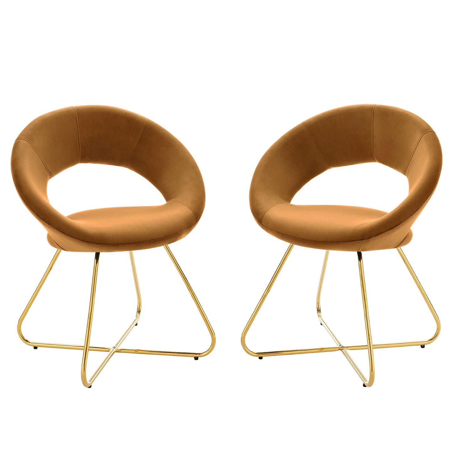 Modway Outlet Nouvelle Performance Velvet Dining Chair Set of 2 by Modway  Bar and Dining Furniture Gold Cognac - EEI-4681-GLD-COG