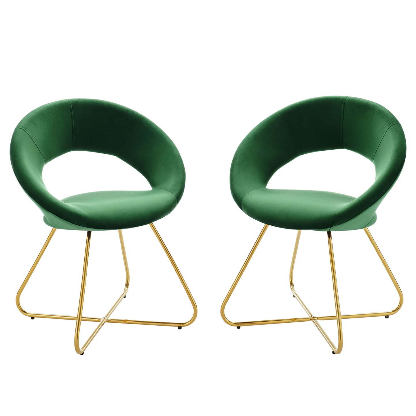Modway Outlet Nouvelle Performance Velvet Dining Chair Set of 2 by Modway  Bar and Dining Furniture Gold Emerald - EEI-4681-GLD-EME