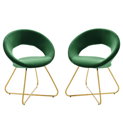 Modway Outlet Nouvelle Performance Velvet Dining Chair Set of 2 by Modway  Bar and Dining Furniture Gold Emerald - EEI-4681-GLD-EME