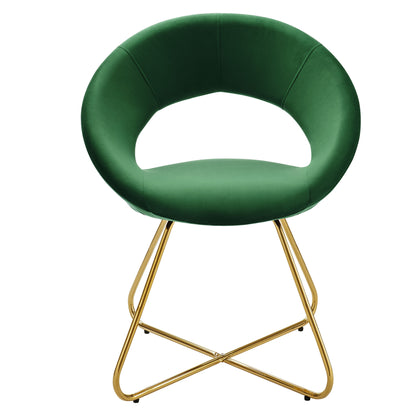 Modway Outlet Nouvelle Performance Velvet Dining Chair Set of 2 by Modway  Bar and Dining Furniture Gold Emerald - EEI-4681-GLD-EME