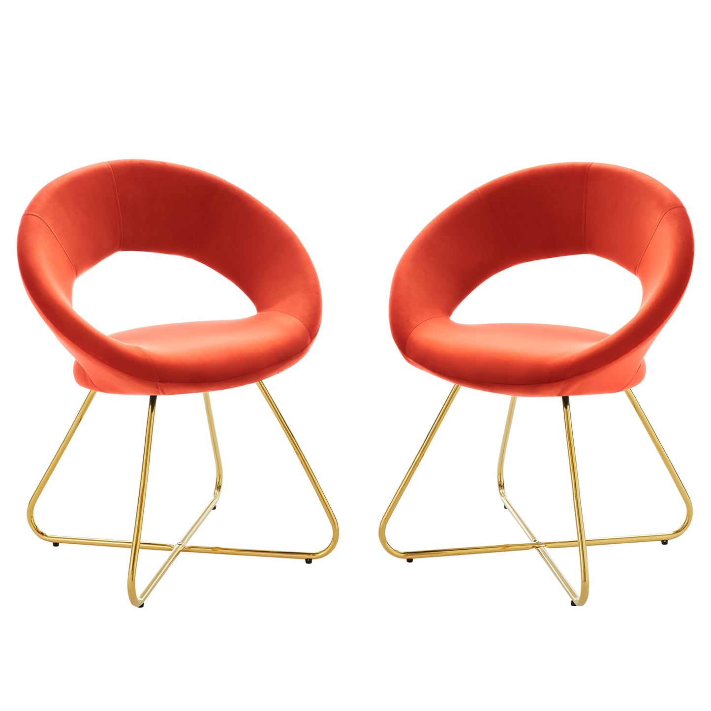 Modway Outlet Nouvelle Performance Velvet Dining Chair Set of 2 by Modway  Bar and Dining Furniture Gold Orange - EEI-4681-GLD-ORA