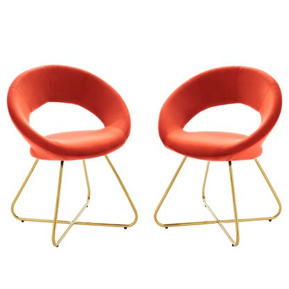 Modway Outlet Nouvelle Performance Velvet Dining Chair Set of 2 by Modway  Bar and Dining Furniture Gold Orange - EEI-4681-GLD-ORA