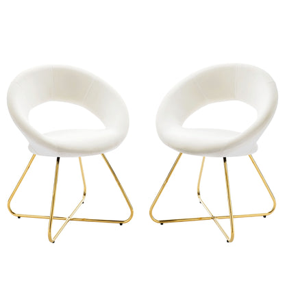 Modway Outlet Nouvelle Performance Velvet Dining Chair Set of 2 by Modway  Bar and Dining Furniture Gold White - EEI-4681-GLD-WHI