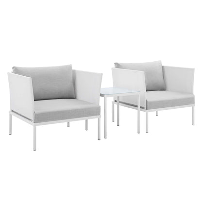 Modway Outlet Harmony 3-Piece Sunbrella? Outdoor Patio Aluminum Seating Set by Modway  Outdoor Furniture Furniture White Gray - EEI-4686-WHI-GRY-SET