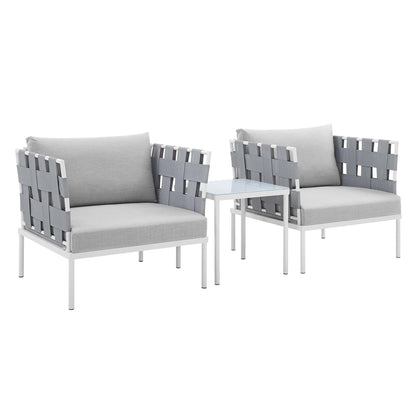 Modway Outlet Harmony 3-Piece Sunbrella? Outdoor Patio Aluminum Seating Set by Modway  Outdoor Furniture Furniture Gray Gray - EEI-4687-GRY-GRY-SET